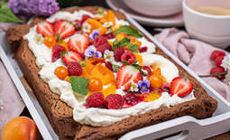 Fruity chocolate sheet cake