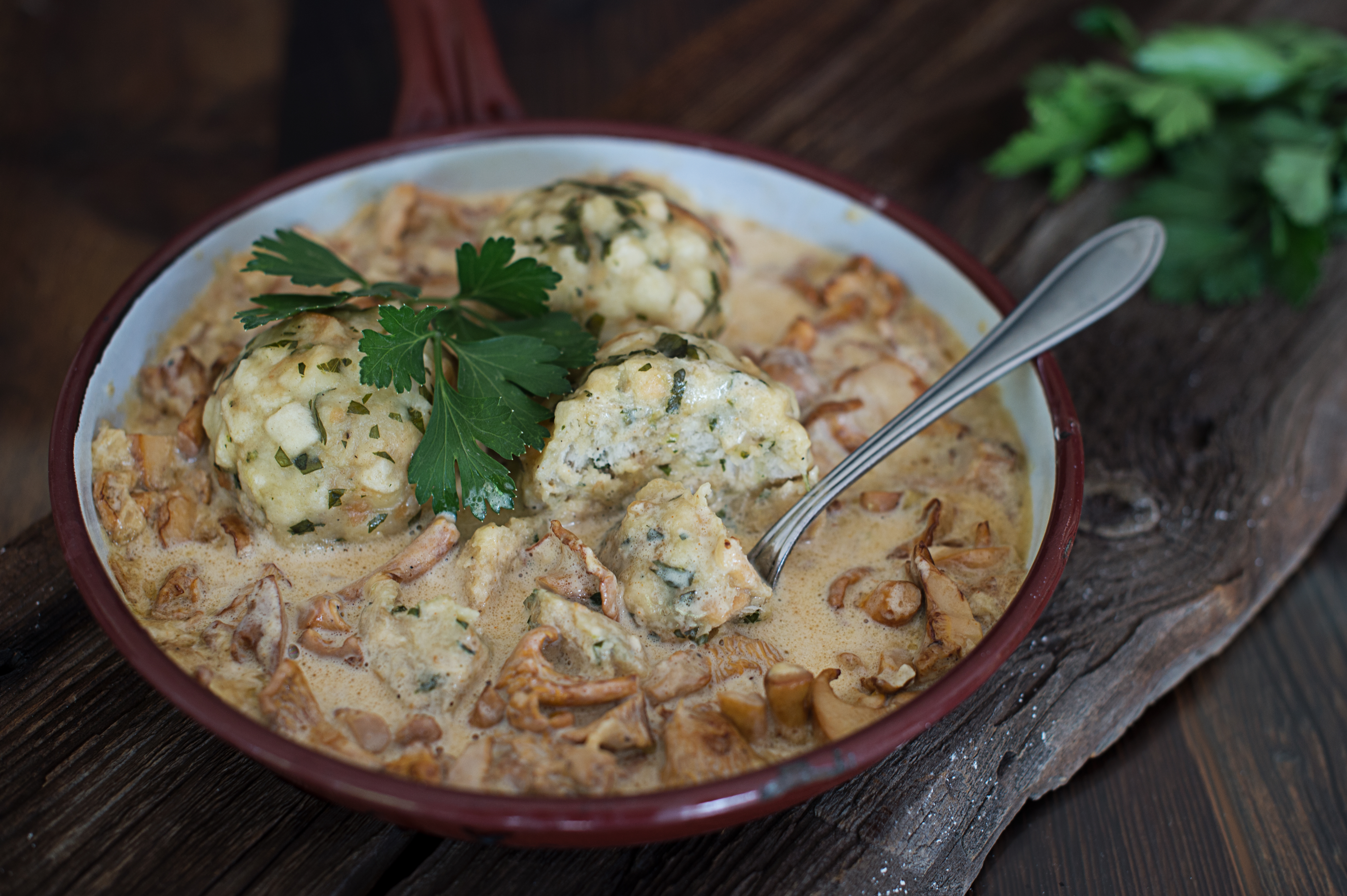 Knödel mit Schwammerlsauce