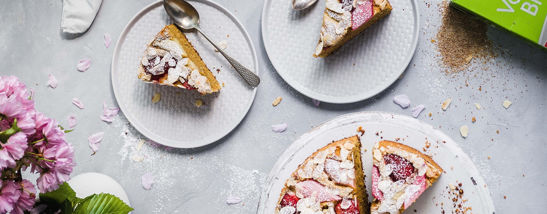 Rhubarb and strawberry cake