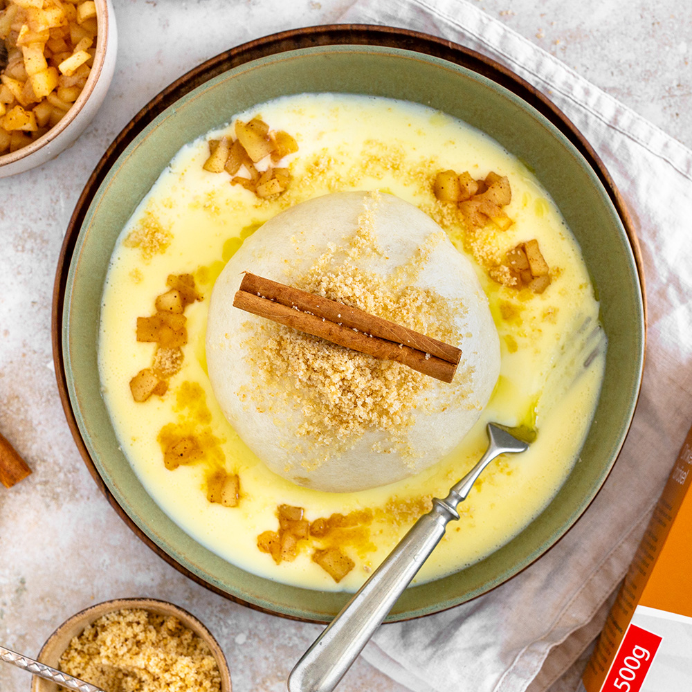 Bratapfel Germknödel mit Vanillesauce